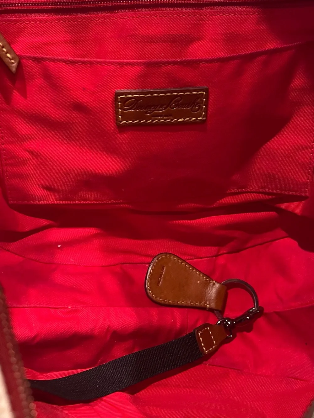 Dooney & Bourke Zebra-Stripe Canvas Tote with Brown Leather Trim